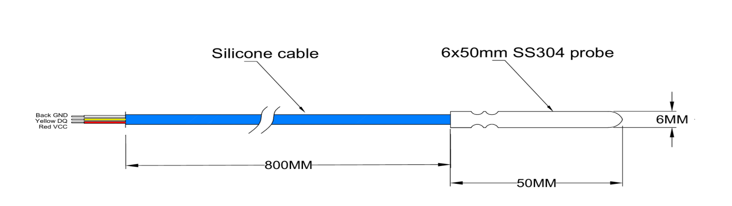 Sensor de temperatura à prova de água DS18B20 com cabo de silicone