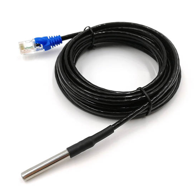 Sensor digital de temperatura DS18B20 — Interface 1-Wire, Impermeável, Conector RJ45