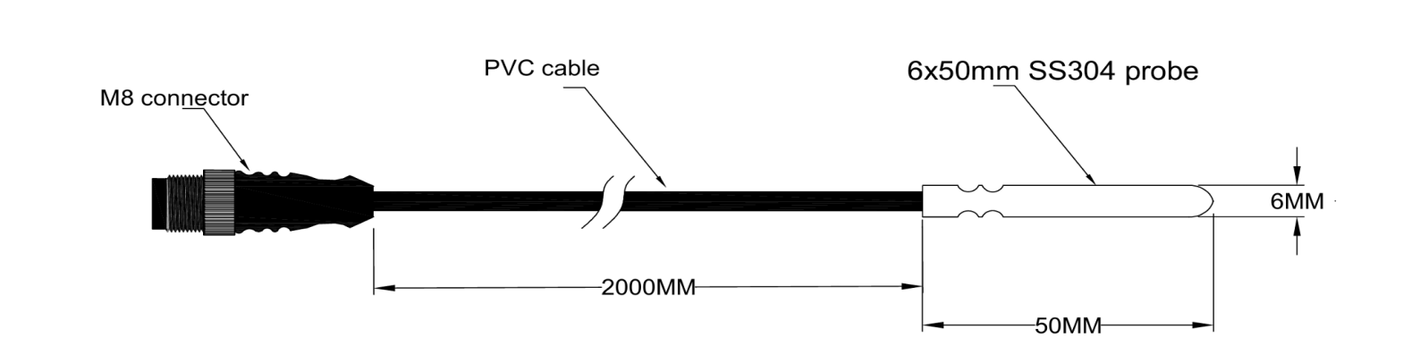 Sensor digital de temperatura DS18B20 — Impermeável, Conector M8