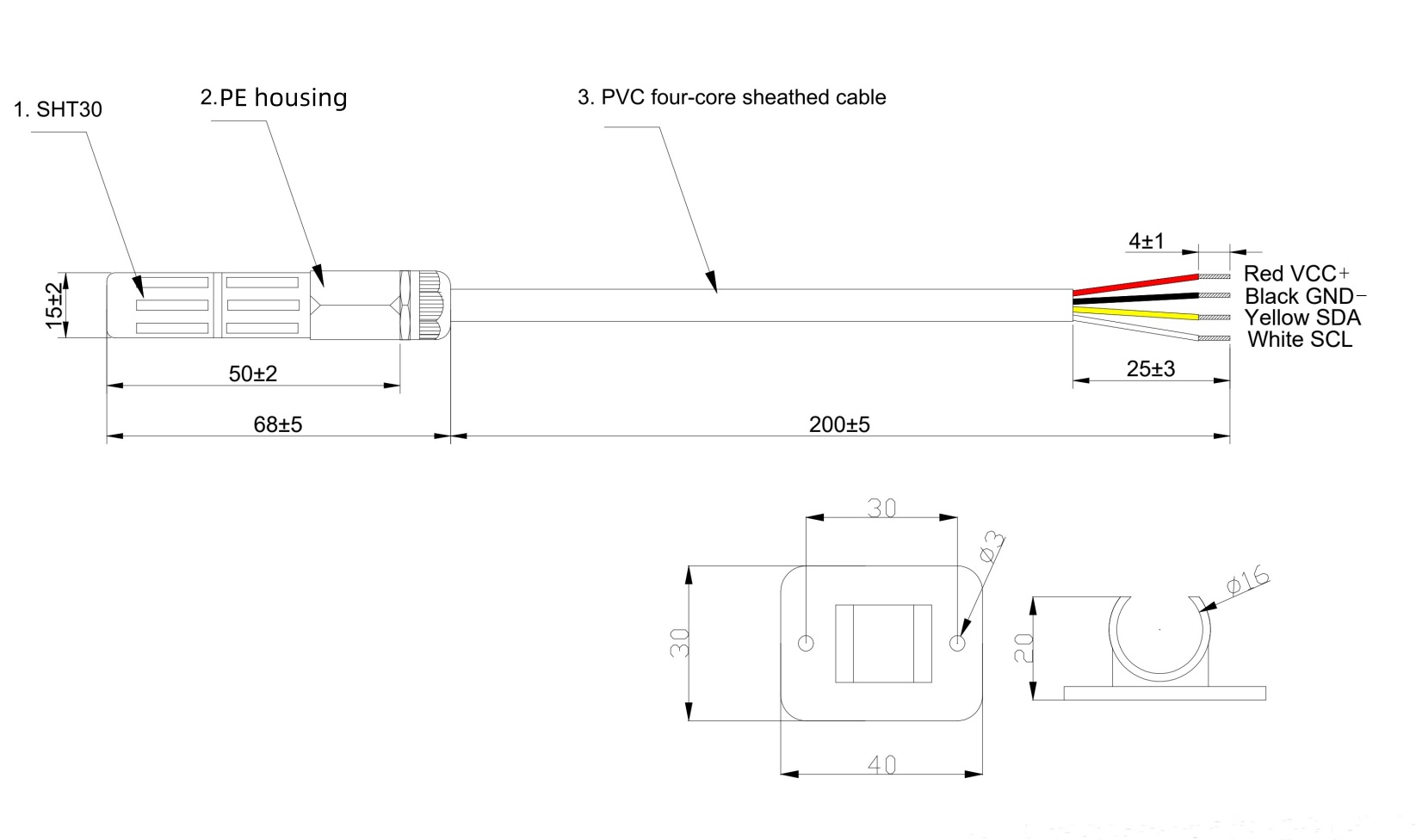 SHT30 Protocolo de I2C de Sensores de Temperatura e Humidade