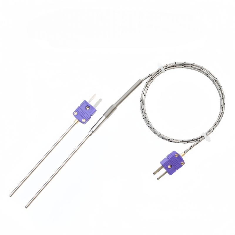 Termopar tipo E MI com mini-ficha e sonda de agulha flexível
