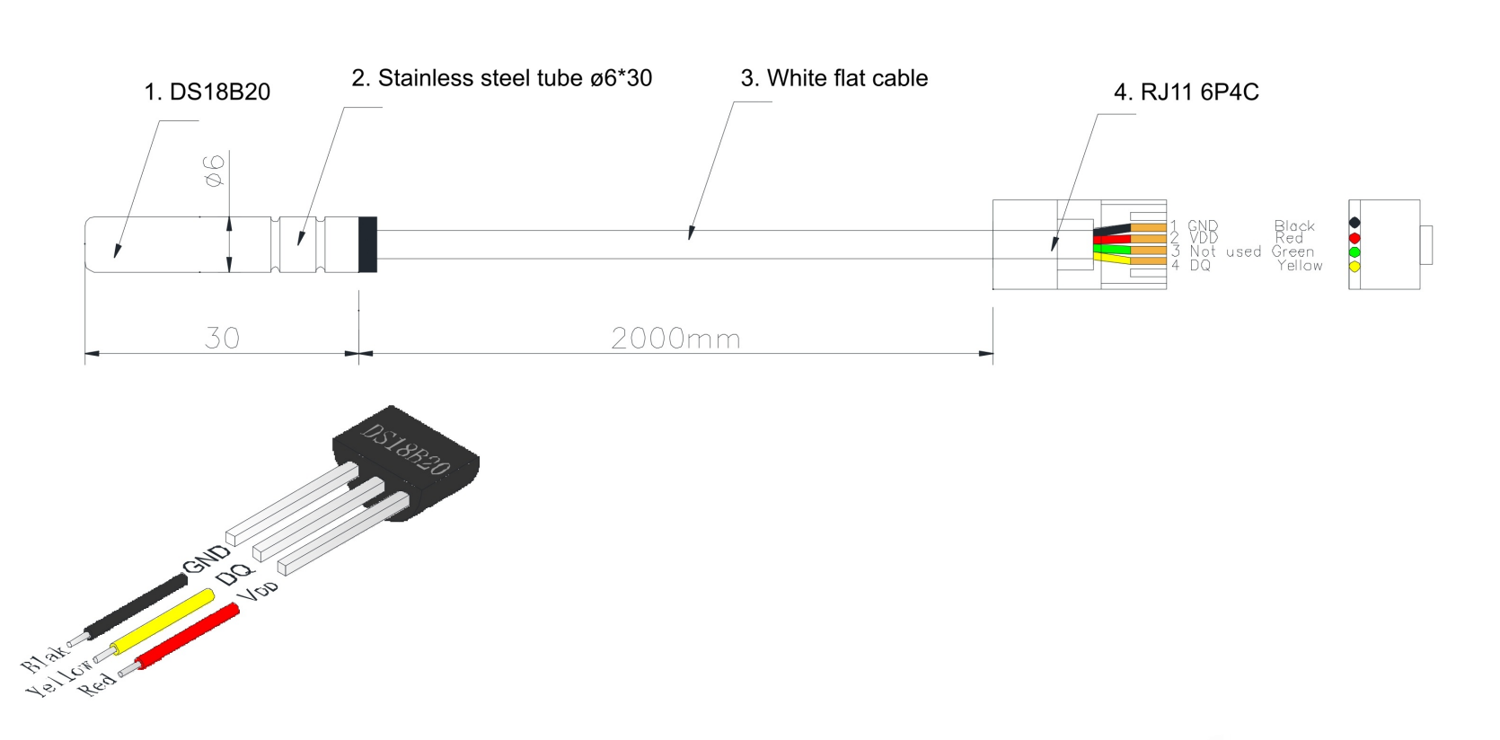 Sensor digital de temperatura DS18B20 — Conector RJ45, Logística da cadeia de frio