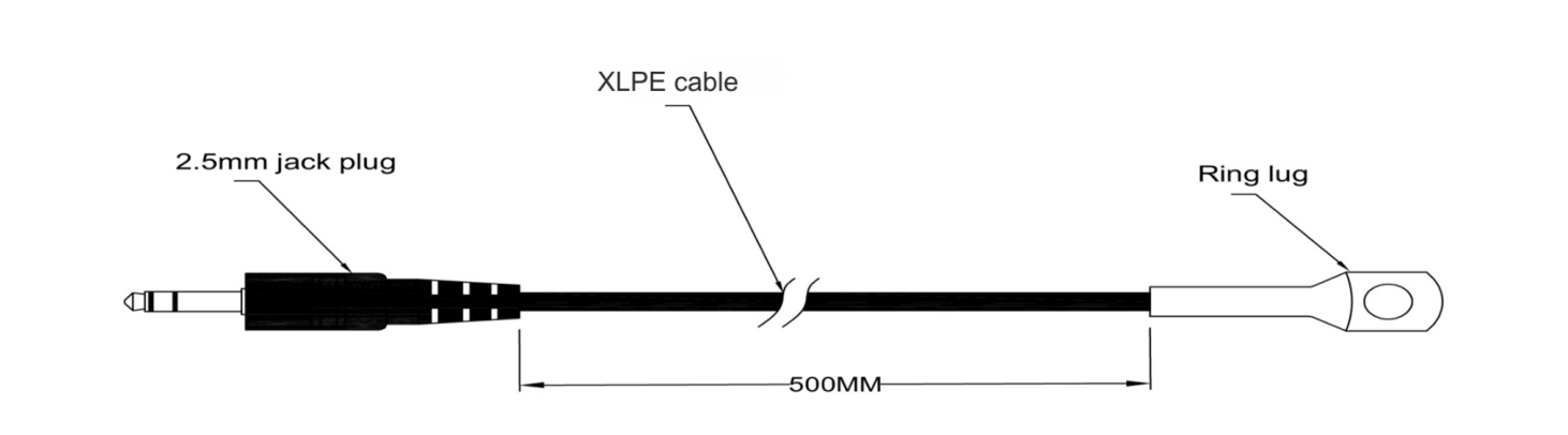 Sensor digital de temperatura DS18B20 — Terminal de anel, Conector 2.5mm, Cabo XLPE
