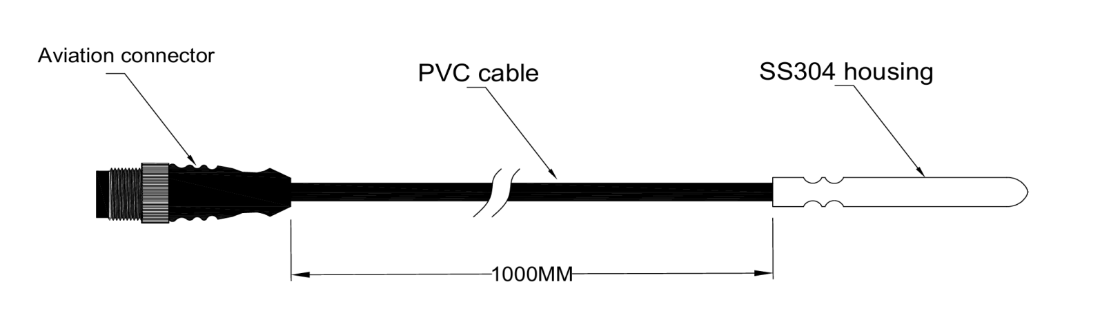 PT1000 Sensor de temperatura com conector de aviação